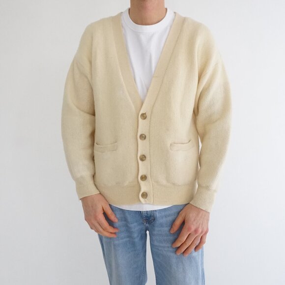 Yves Saint Laurent Other - Yves Saint Laurent Cream Luxury Designer Minimalist 100% Wool Cardigan Sweater M